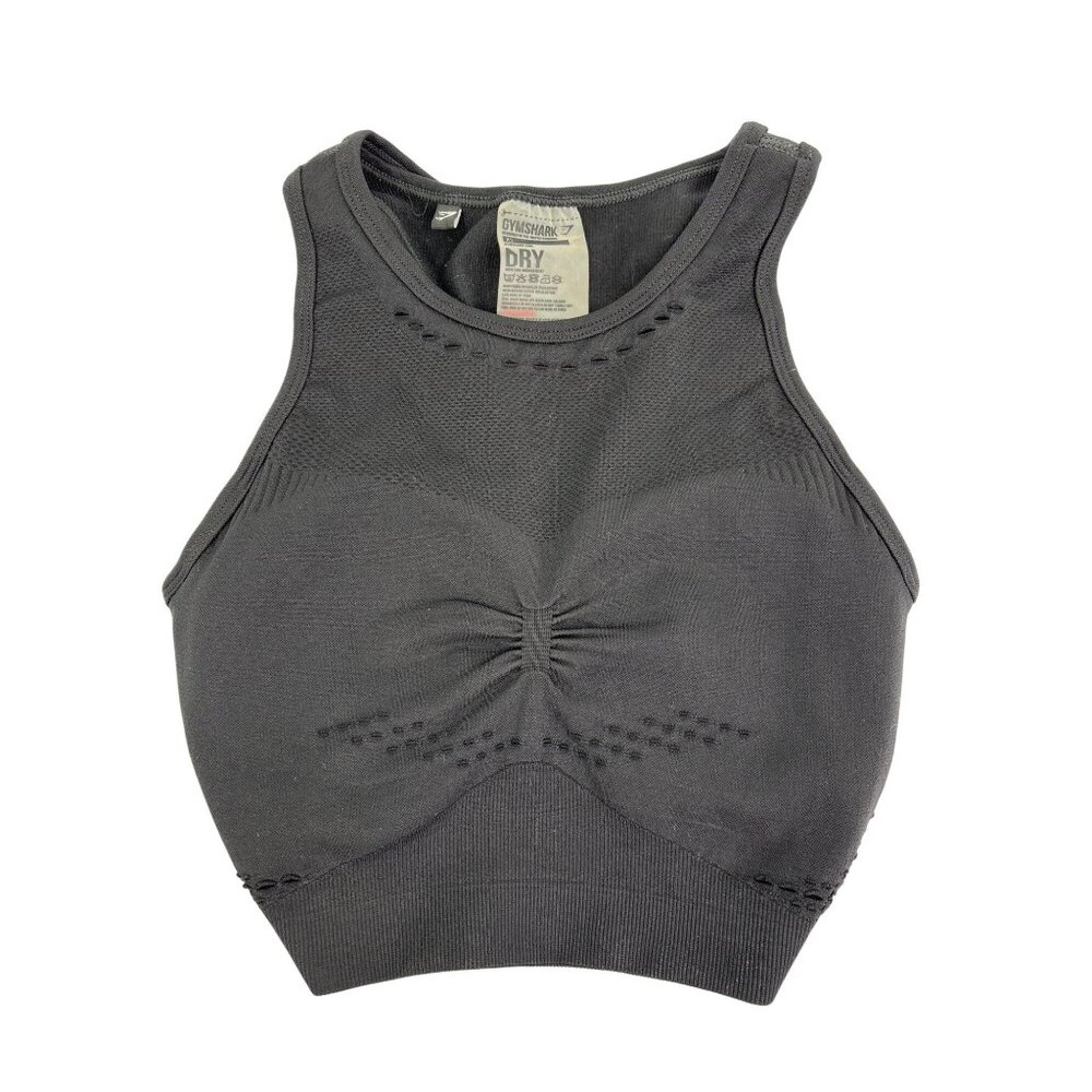 Gymshark Mesh Crop Tank Sports Bra Activewear Training Black XS